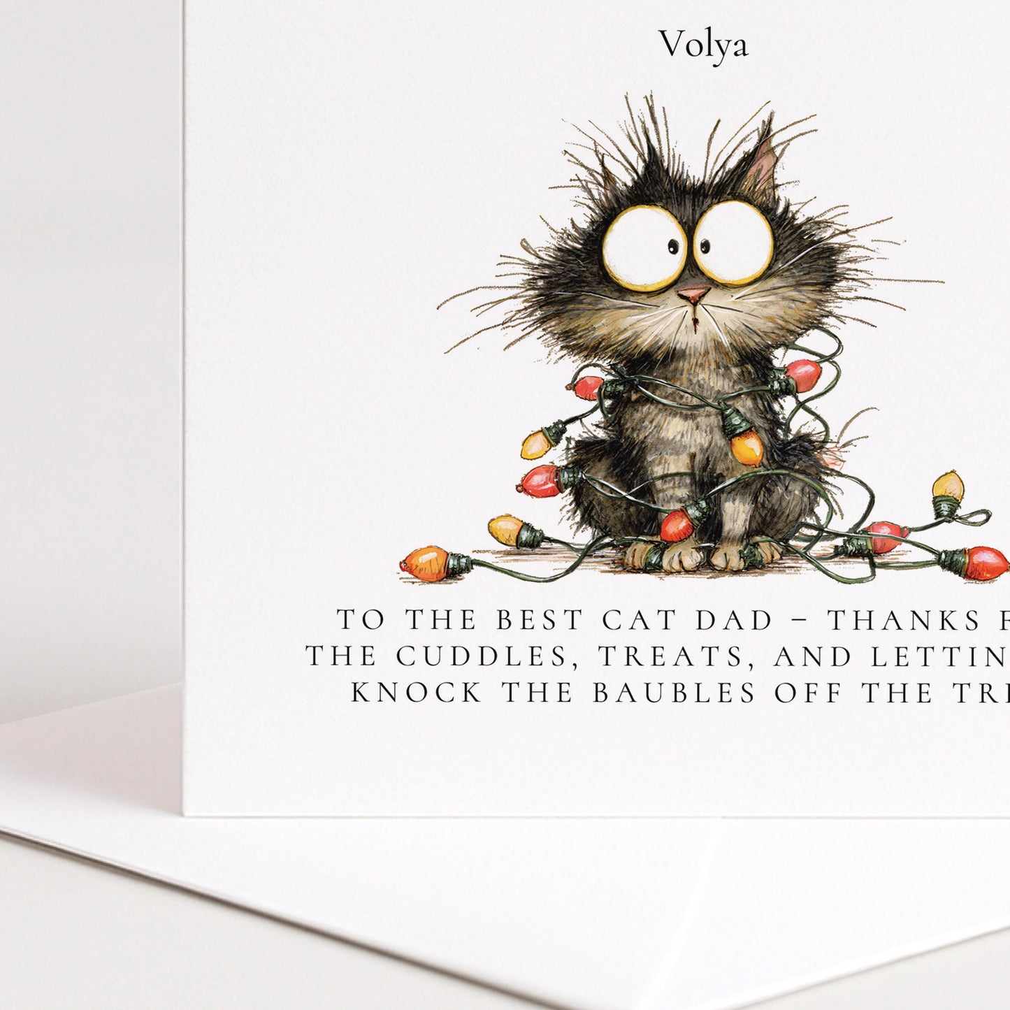 Cat Dad Christmas Card, Card for Cat Owners, Cat Dad Festive Card - Happy Christmas To The Best Cat Dad Greetings Card