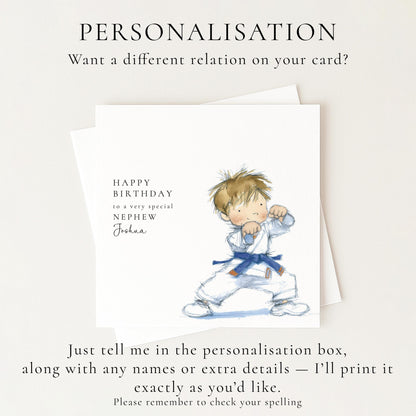 Nephew Birthday Card, Birthday Card for Nephew, Cute Karate Boy Birthday Card
