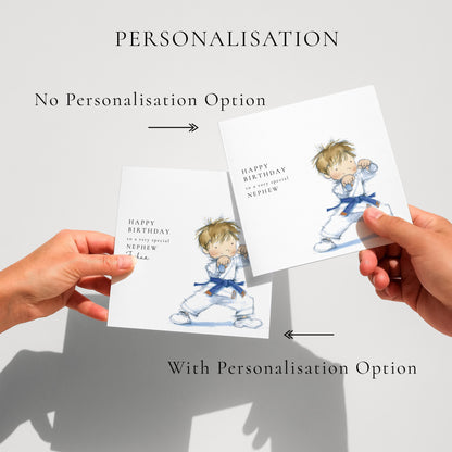 Nephew Birthday Card, Birthday Card for Nephew, Cute Karate Boy Birthday Card