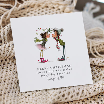 Romantic Christmas Card, Fairy Lights Love Card, Cute Christmas Card for Partner, Boyfriend Girlfriend Husband Wife, Sweet Festive Card