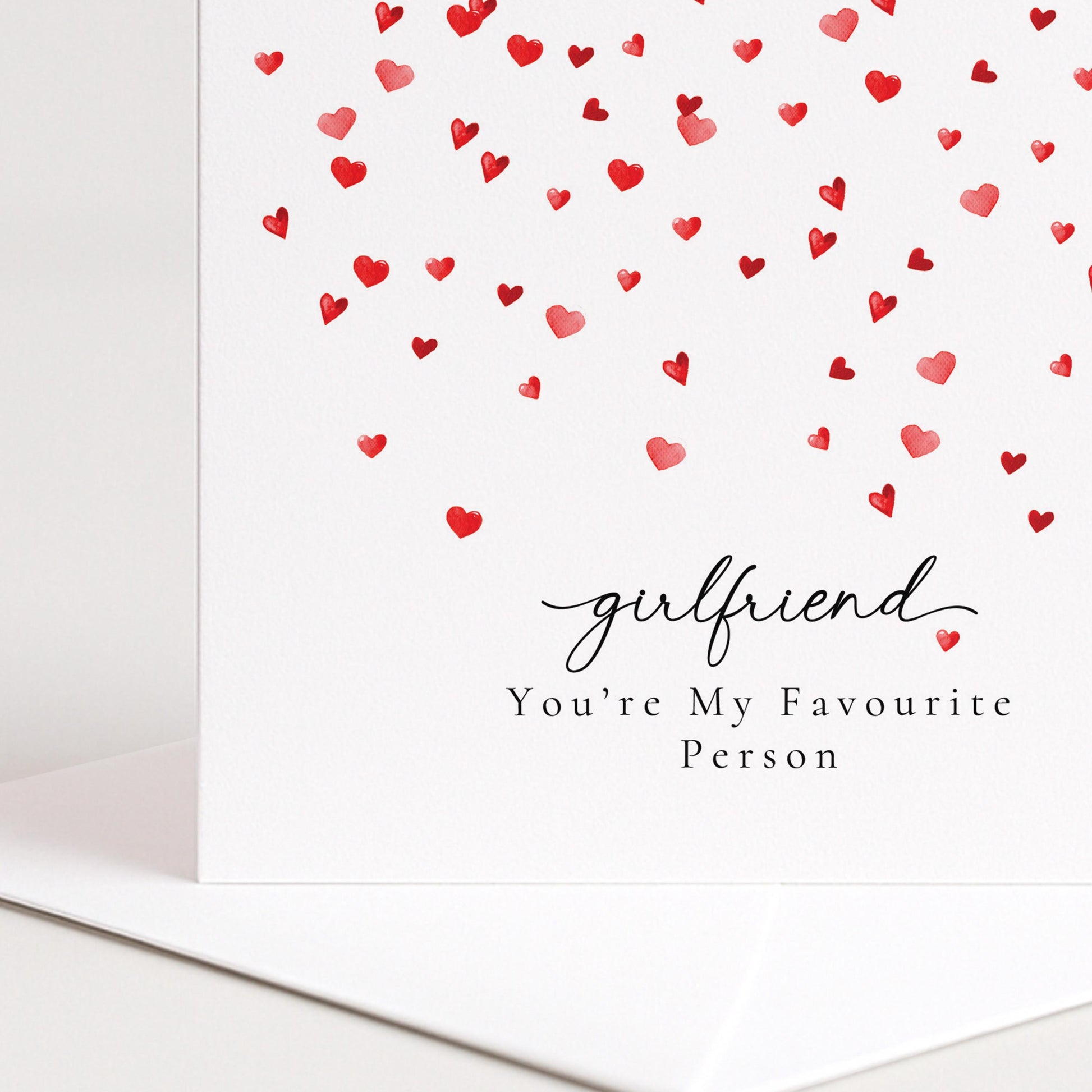 Valentines Girlfriend Card, Minimal Valentine’s Day Card for Girlfriend, Elegant Heart Design, You’re My Favourite Person Card