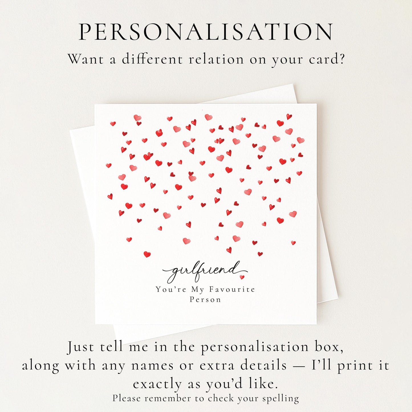 Valentines Girlfriend Card, Minimal Valentine’s Day Card for Girlfriend, Elegant Heart Design, You’re My Favourite Person Card