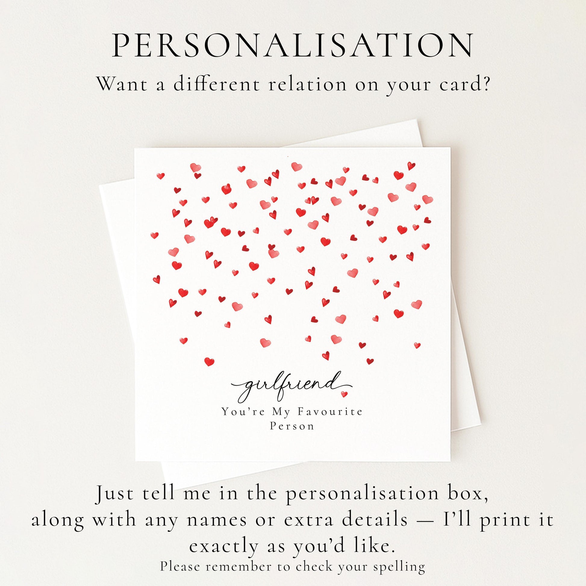 Valentines Girlfriend Card, Minimal Valentine’s Day Card for Girlfriend, Elegant Heart Design, You’re My Favourite Person Card