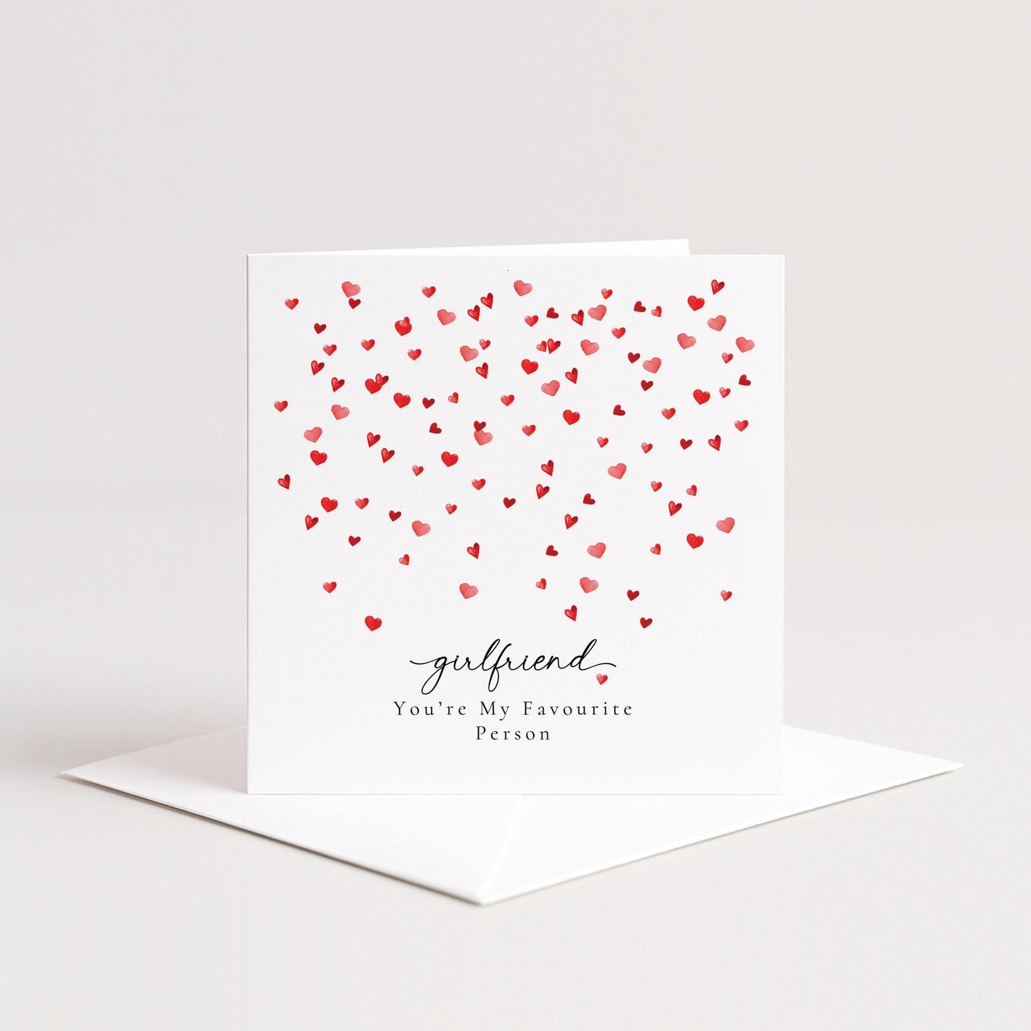 Valentines Girlfriend Card, Minimal Valentine’s Day Card for Girlfriend, Elegant Heart Design, You’re My Favourite Person Card