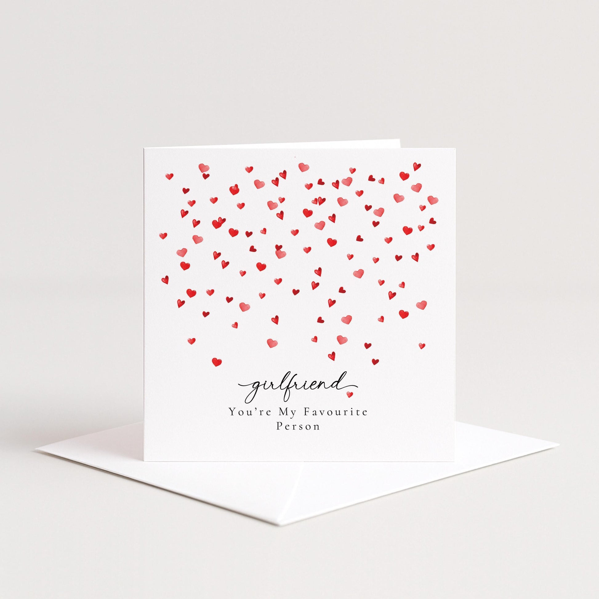 Valentines Girlfriend Card, Minimal Valentine’s Day Card for Girlfriend, Elegant Heart Design, You’re My Favourite Person Card