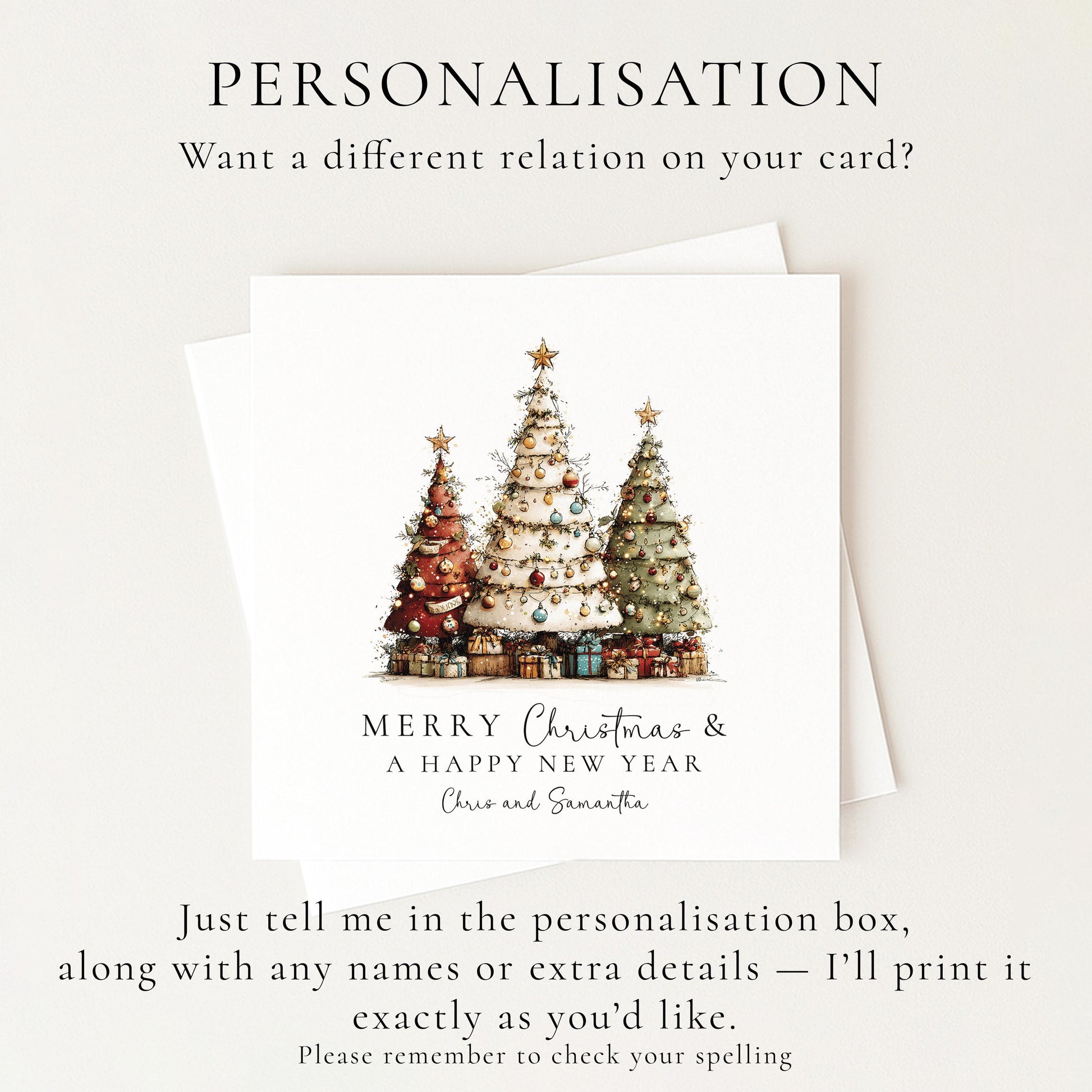Christmas Couple Card, Personalised Christmas Card for Couple, Custom Name Tree Card, Festive Holiday Card for Partners