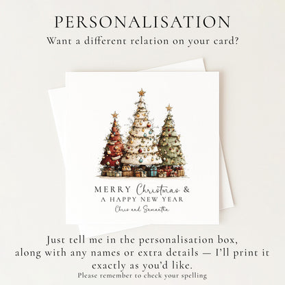 Christmas Couple Card, Personalised Christmas Card for Couple, Custom Name Tree Card, Festive Holiday Card for Partners