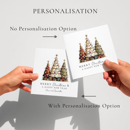 Christmas Couple Card, Personalised Christmas Card for Couple, Custom Name Tree Card, Festive Holiday Card for Partners