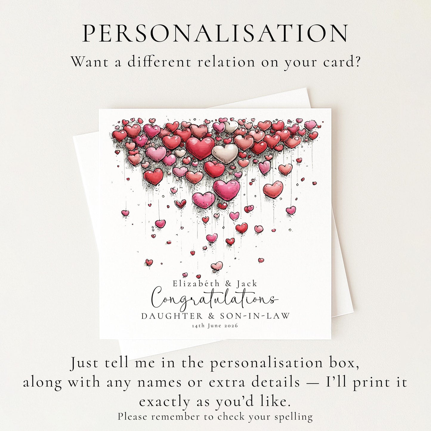 Daughter and Son in Law Wedding Card, Congratulations Card from Parents, Personalised Wedding Card