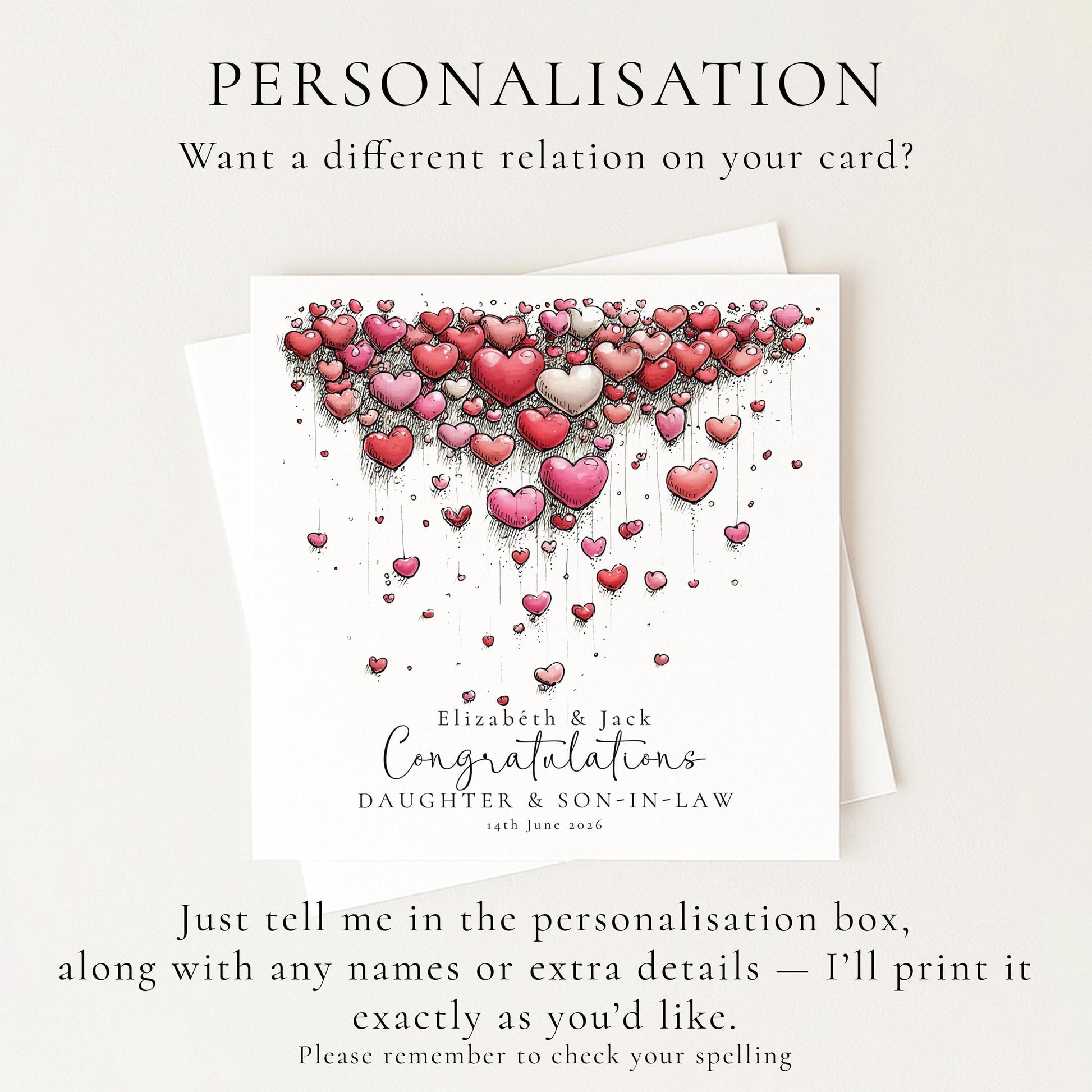 Daughter and Son in Law Wedding Card, Congratulations Card from Parents, Personalised Wedding Card