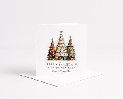 Christmas Couple Card, Personalised Christmas Card for Couple, Custom Name Tree Card, Festive Holiday Card for Partners