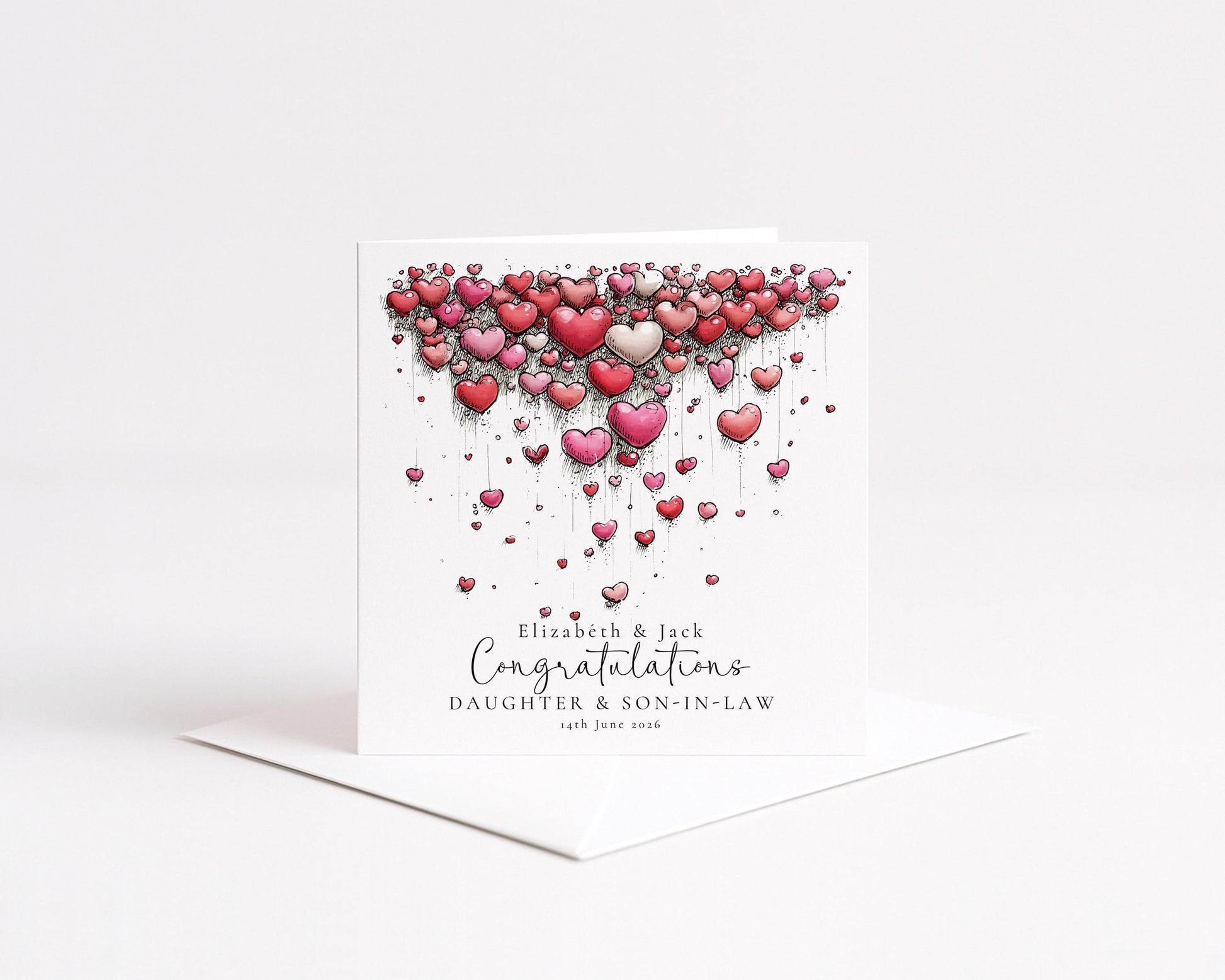 Daughter and Son in Law Wedding Card, Congratulations Card from Parents, Personalised Wedding Card