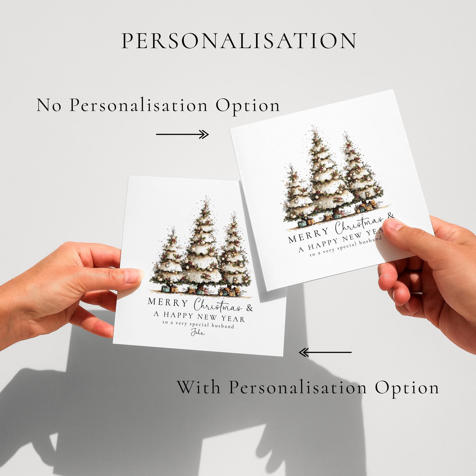 Christmas Husband Card, Personalised Merry Christmas Card for Husband, Custom Name Christmas Tree Card, Festive Greeting Card