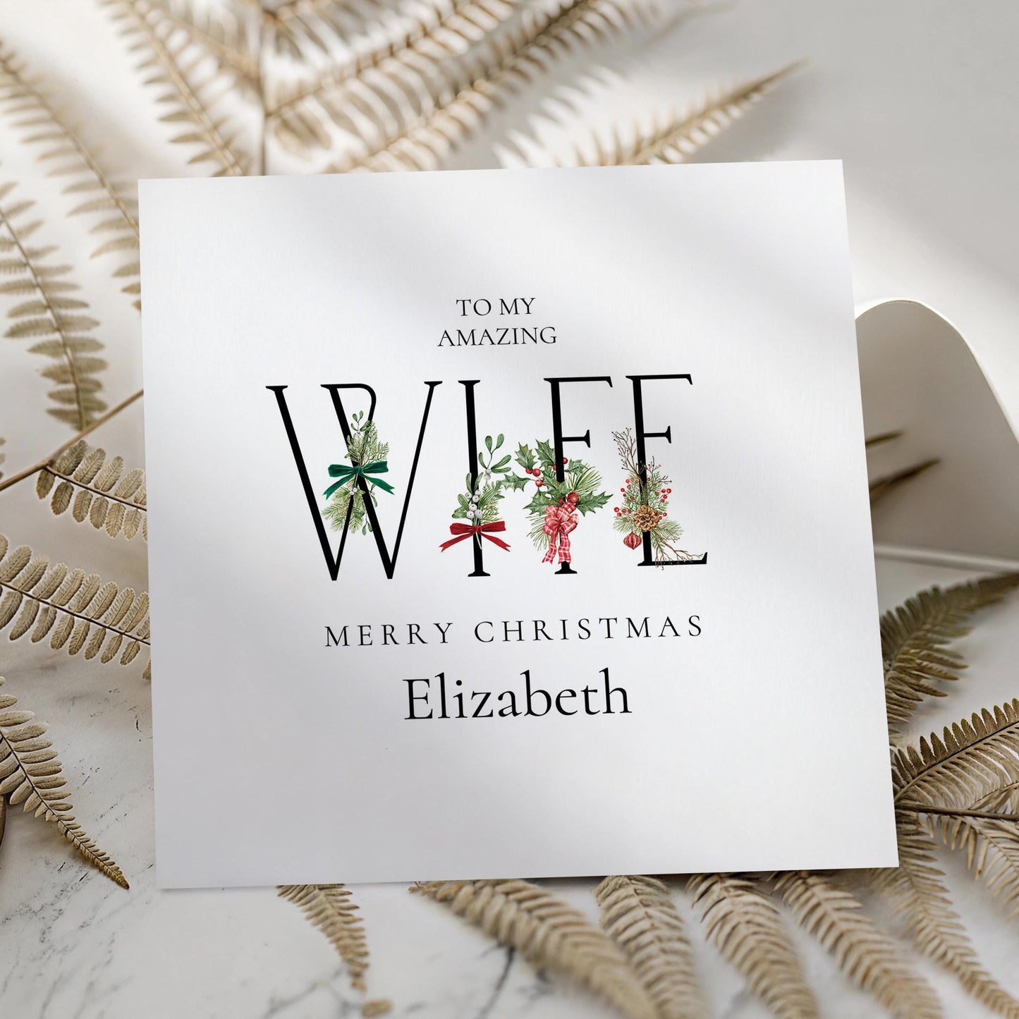 To My Amazing Wife Merry Christmas Card, Personalised Christmas Card for Wife, Elegant Holiday Greeting Card, Festive Gift for Her