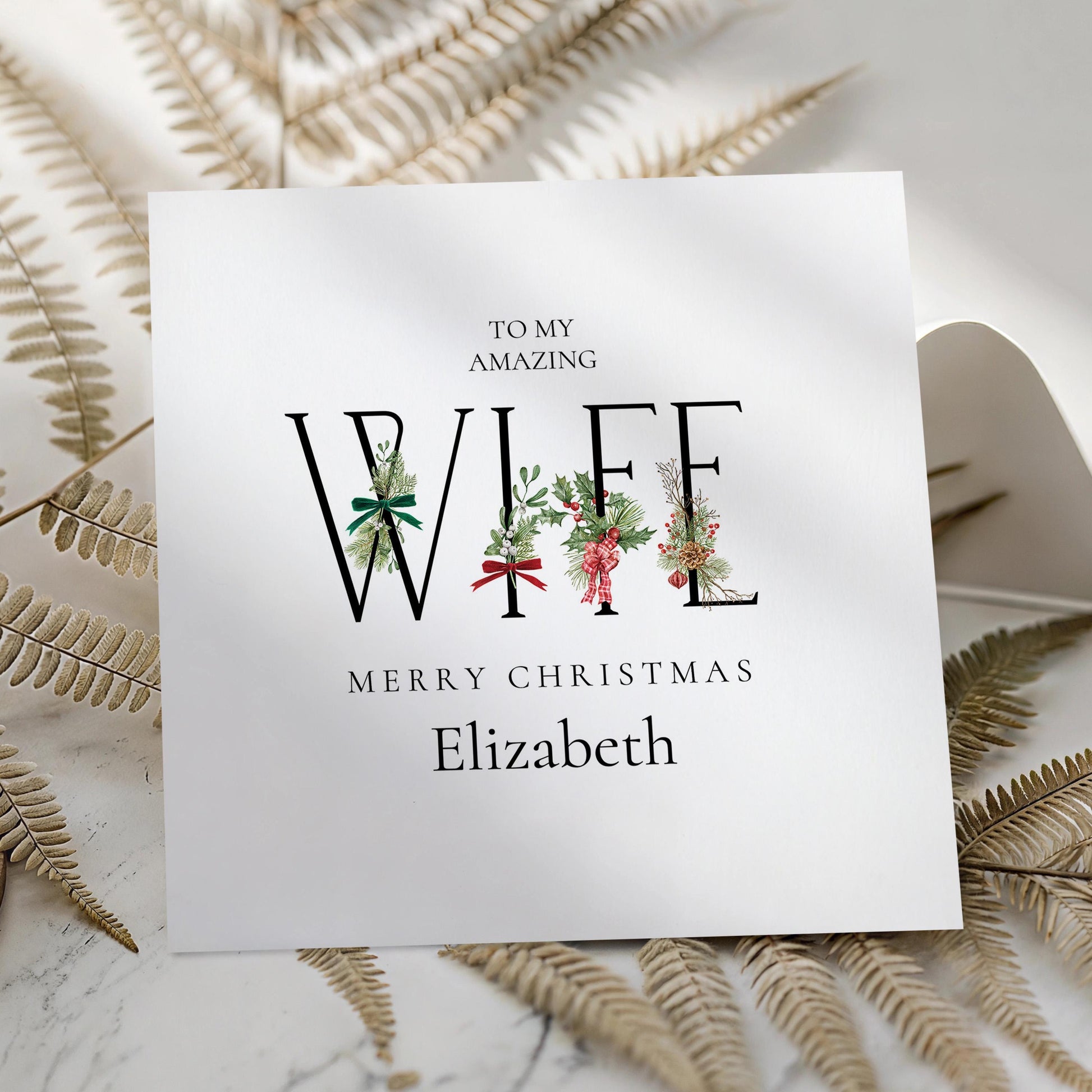 To My Amazing Wife Merry Christmas Card, Personalised Christmas Card for Wife, Elegant Holiday Greeting Card, Festive Gift for Her