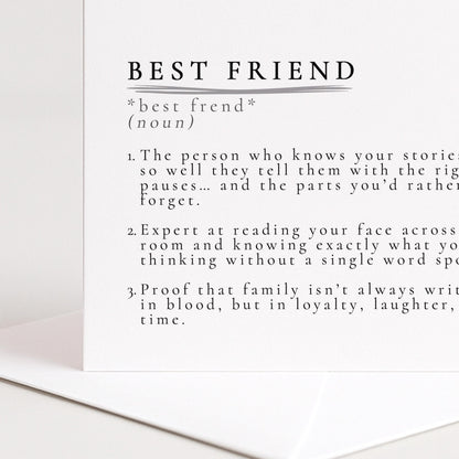 Best Friend Definition Card, Dictionary Meaning Bestie Birthday Card, Sentimental Minimalist Card for Best Friend, Friendship Card Idea