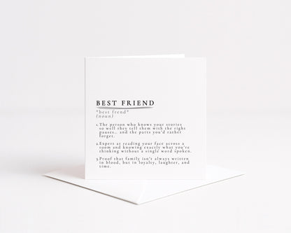 Best Friend Definition Card, Dictionary Meaning Bestie Birthday Card, Sentimental Minimalist Card for Best Friend, Friendship Card Idea