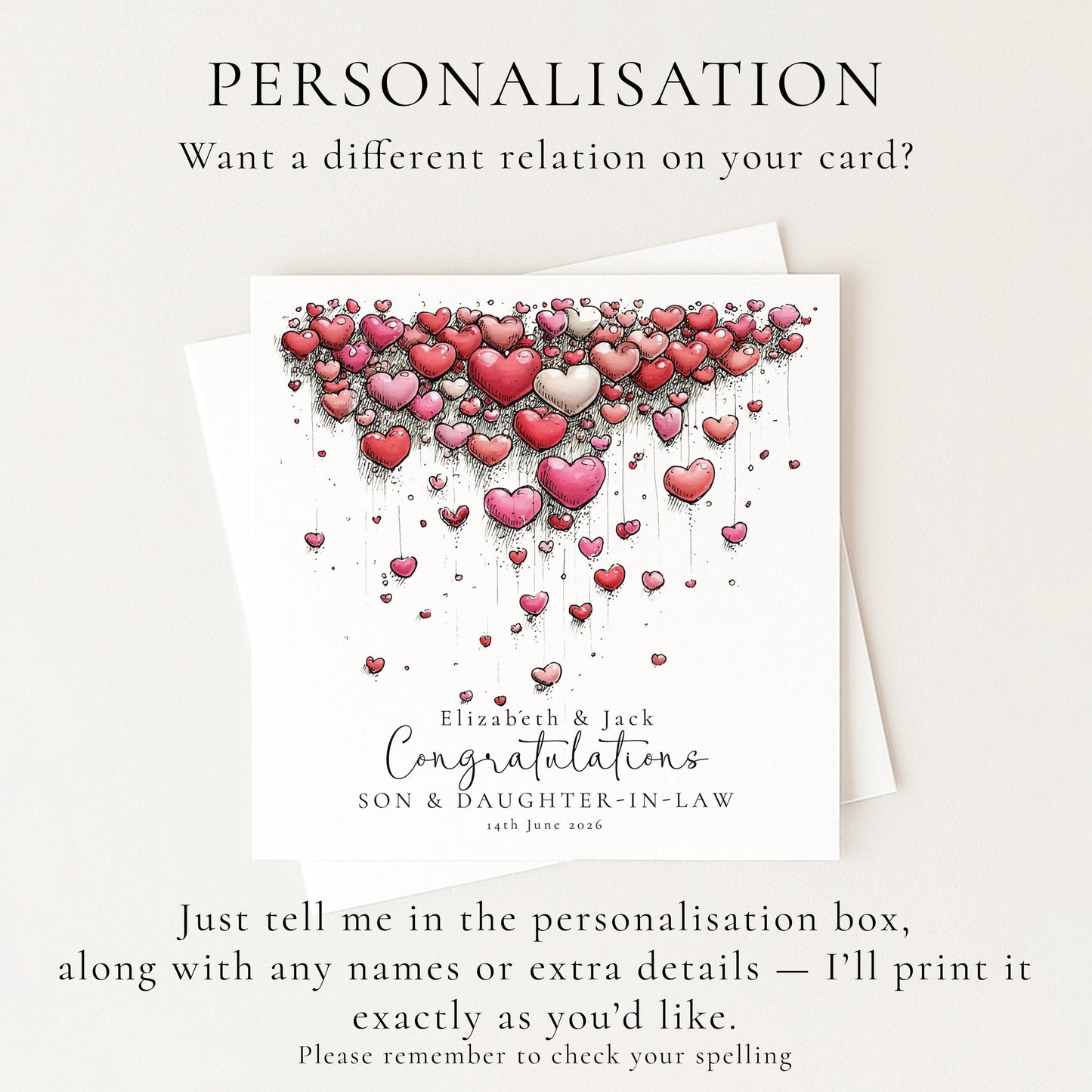 Son and Daughter in Law Wedding Card, Congratulations Card from Parents, Personalised Wedding Card