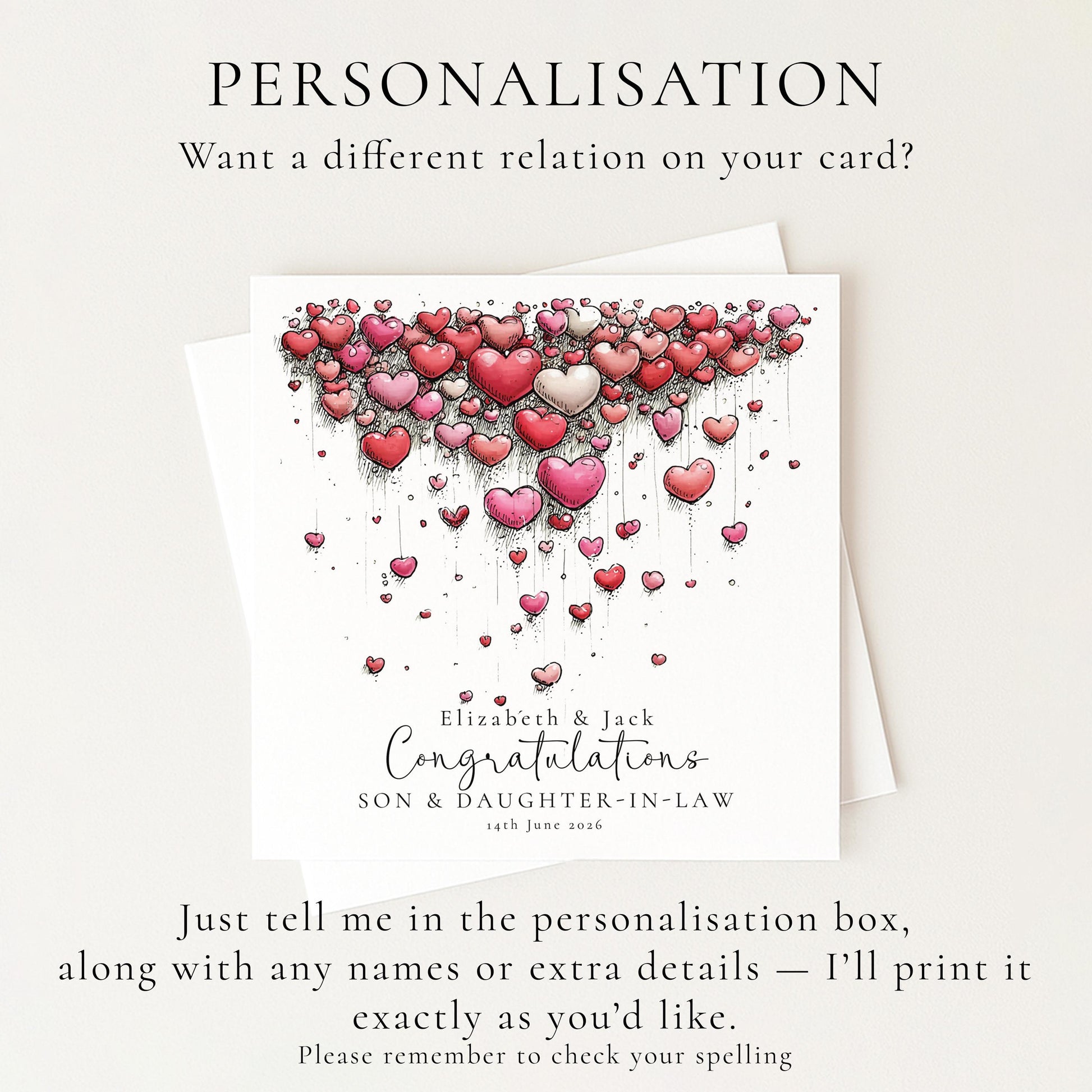 Son and Daughter in Law Wedding Card, Congratulations Card from Parents, Personalised Wedding Card