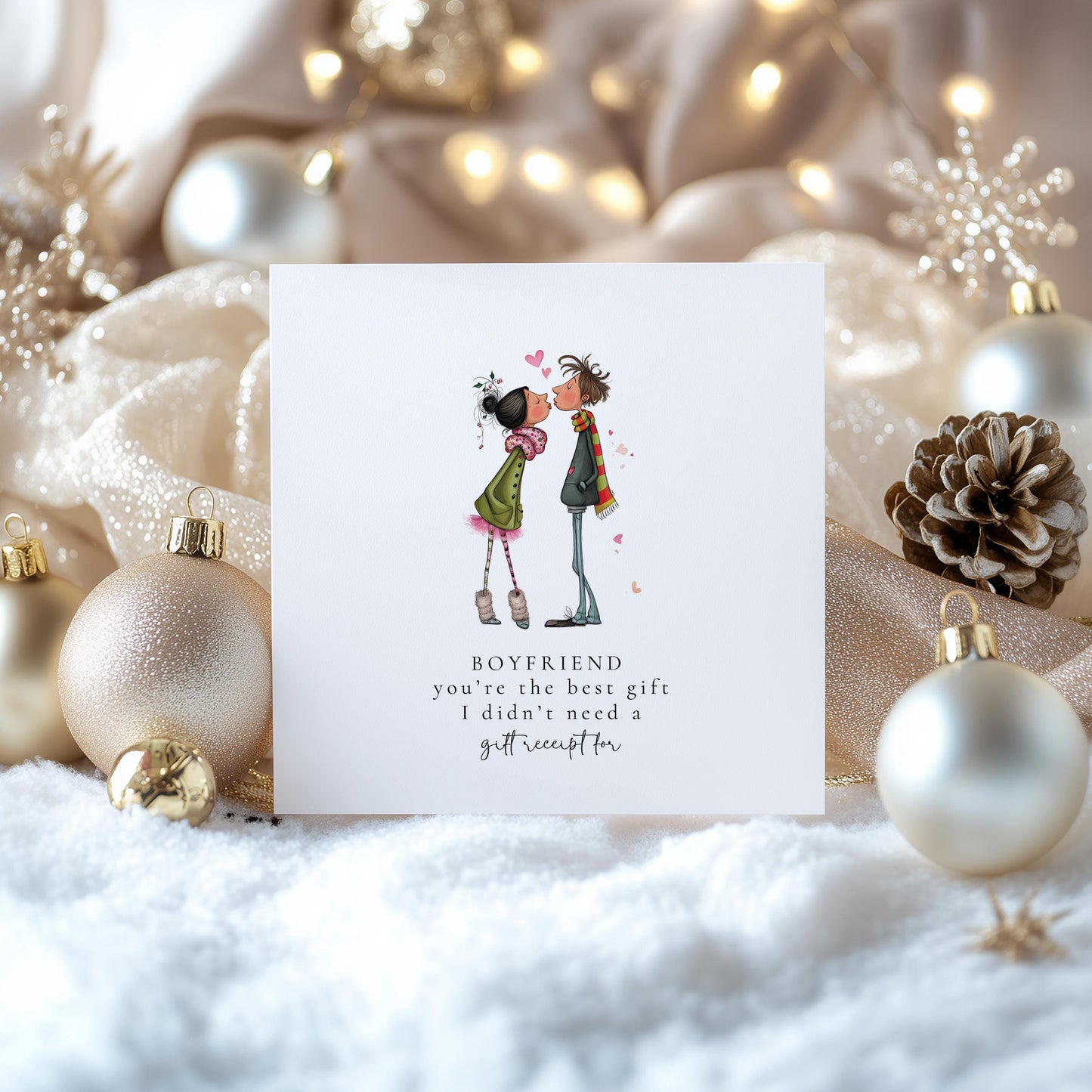 Funny Boyfriend Christmas Card, No Gift Receipt Card, Cute Romantic Xmas Card for Boyfriend, Humorous Christmas Card for Him