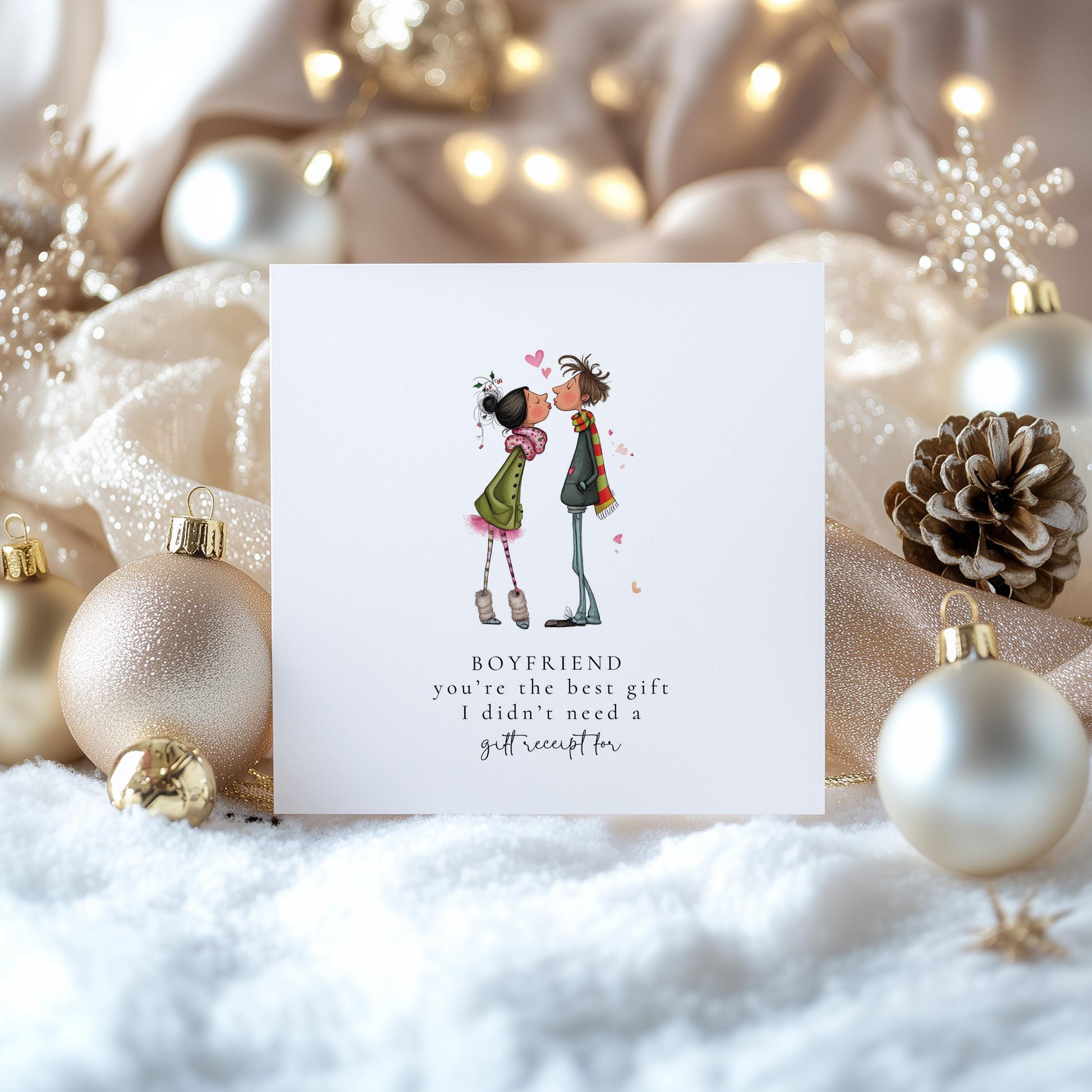 Funny Boyfriend Christmas Card, No Gift Receipt Card, Cute Romantic Xmas Card for Boyfriend, Humorous Christmas Card for Him