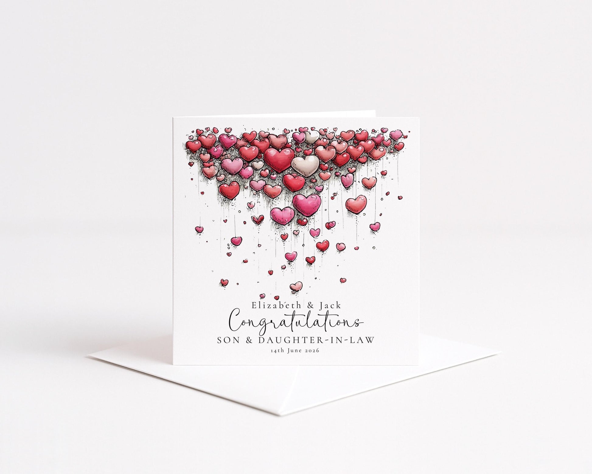 Son and Daughter in Law Wedding Card, Congratulations Card from Parents, Personalised Wedding Card