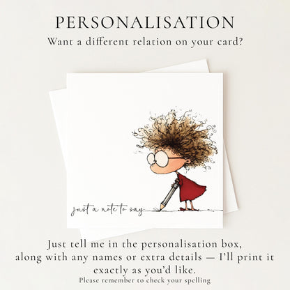 Just a Note Card, Thinking of You Card, Cute Character Note Card, Blank Inside Card, Everyday Greeting Card, Printed Card