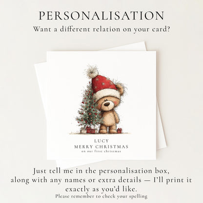 First Christmas Card, Our First Christmas Bear Card, Cute Couple Christmas Card, Sweet Festive Bear Illustration, Printed Christmas Card UK