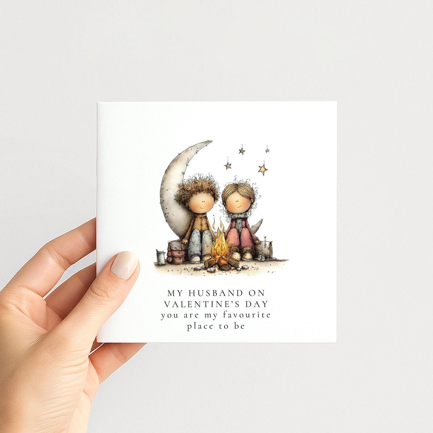 Valentines Husband Card, Romantic Valentine’s Day Card for Husband, Cute Couple Campfire Card, You Are My Favourite Place to Be