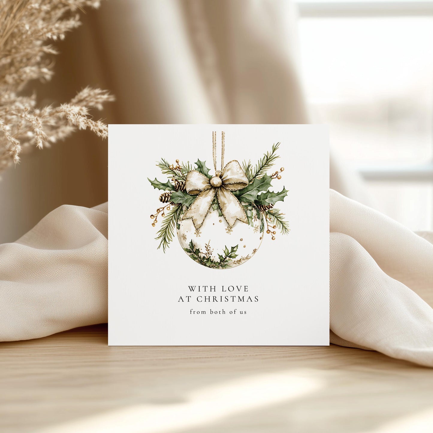 Christmas Card From Both of Us, Elegant Bauble Christmas Card, With Love at Christmas, Luxury Festive Card, Classy Holiday Card UK