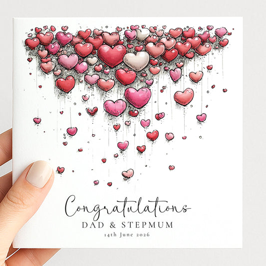 Dad and Stepmum Wedding Card, Congratulations Wedding Card from Daughter or Son, Personalised Wedding Card