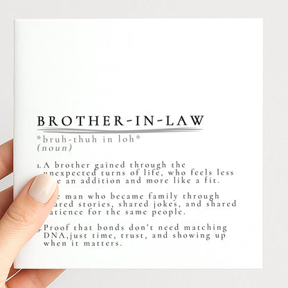 Brother-in-Law Definition Card, Dictionary Meaning Brother in Law Birthday Card, Sentimental Minimalist Card for Brother-in-Law,
