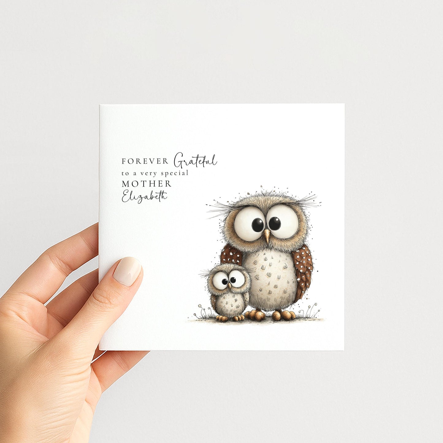 Mother’s Day Card - Personalised Owl & Baby Illustration | Sentimental Mum Gift