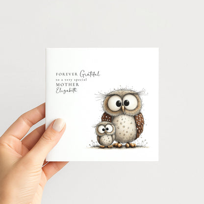 Mother’s Day Card - Personalised Owl & Baby Illustration | Sentimental Mum Gift