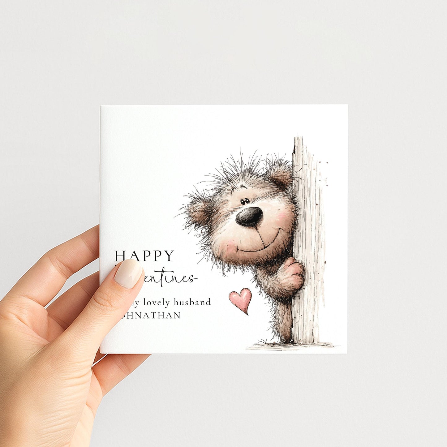 Valentines Card for Husband, Cute Bear Valentine Card, Personalised Husband Valentine’s Day Card, Romantic Printed Card