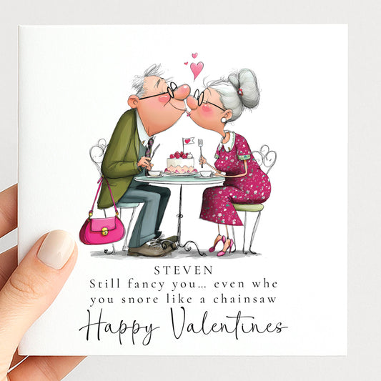 Funny Valentines Card, Still Fancy You Snore Card, Personalised Valentine Card for Him, Husband Boyfriend Anniversary Card, Cute Old Couple