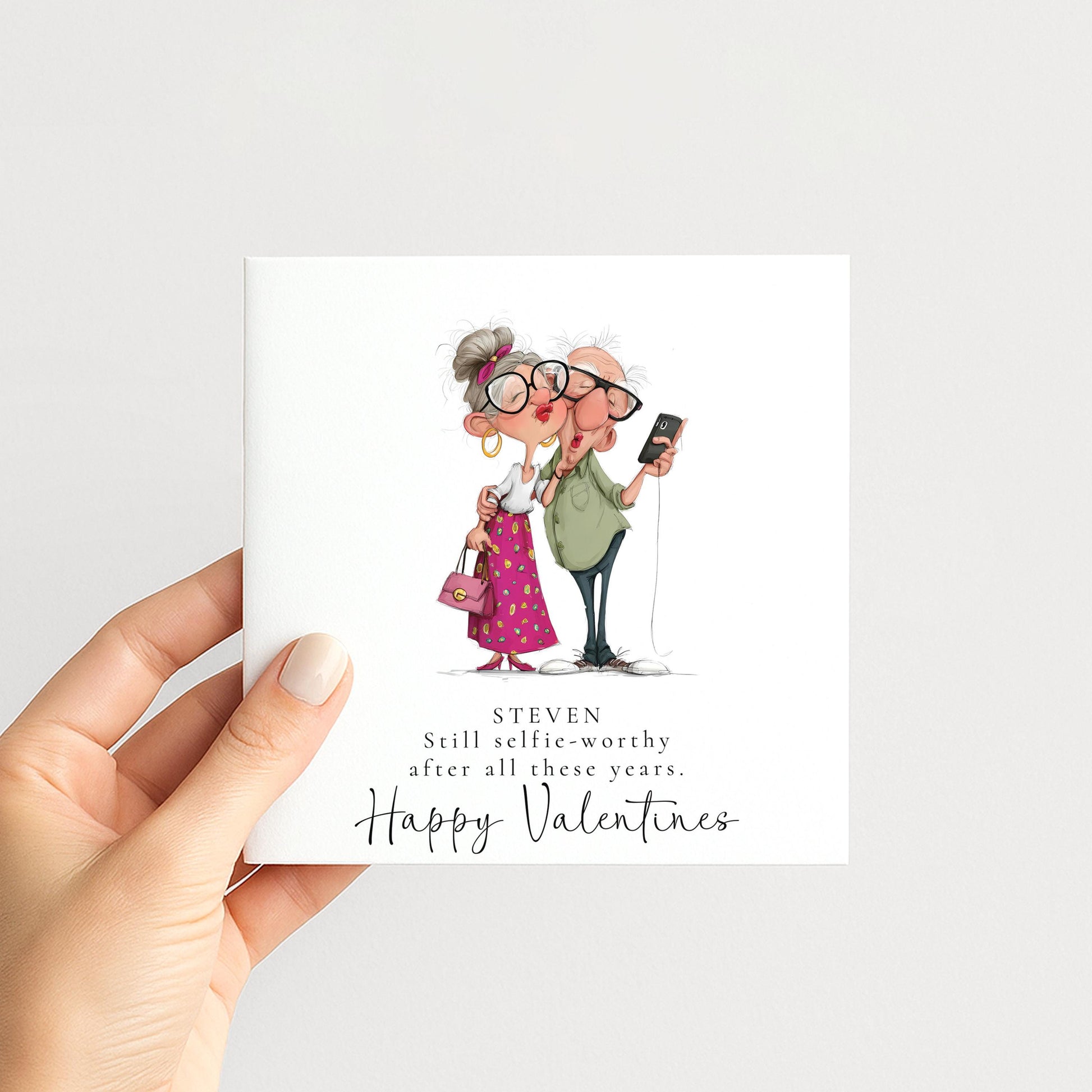 Funny Valentines Card Selfie Worthy, Personalised Valentine Card for Him, Husband Boyfriend Anniversary Card, Cute Old Couple Love Card