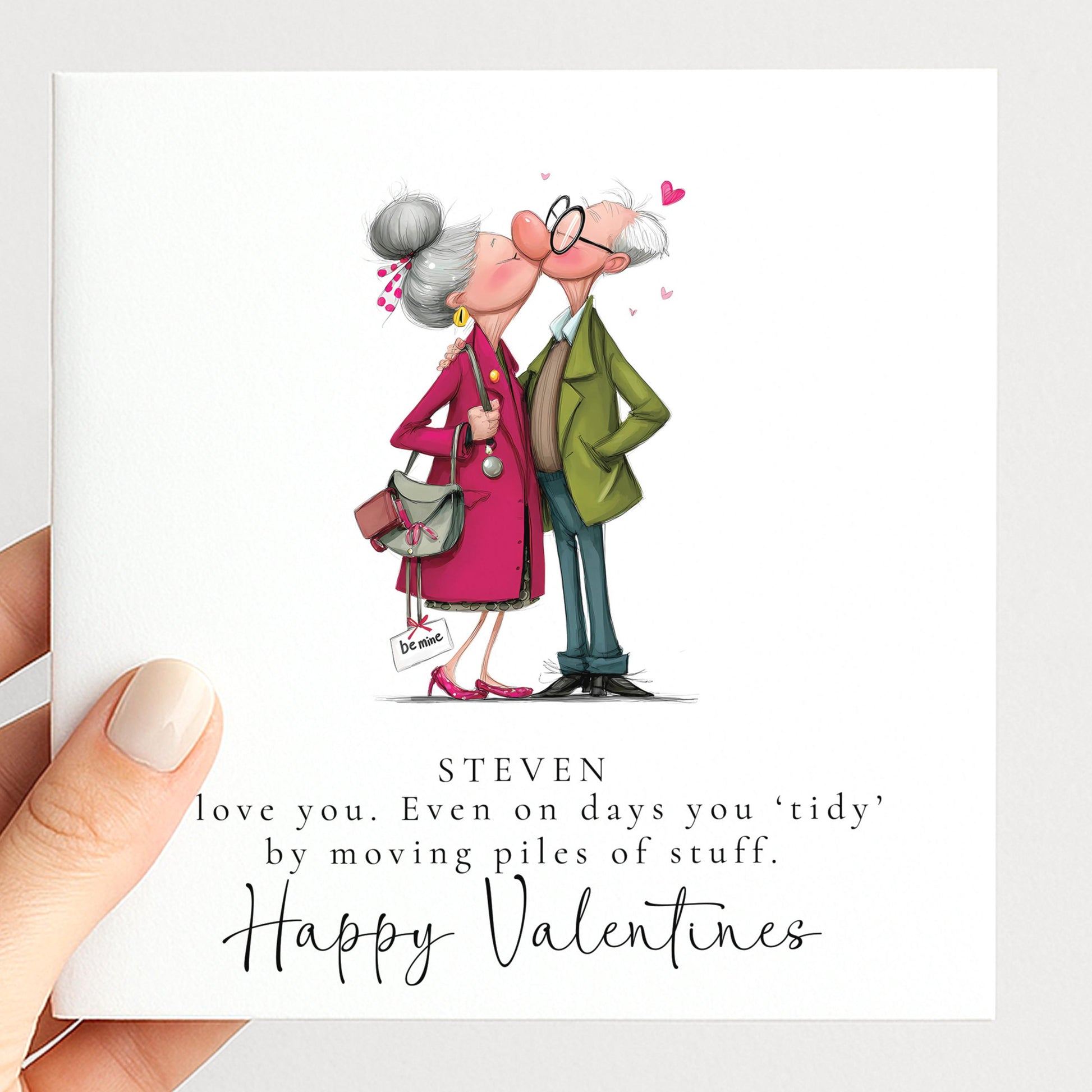 Funny Valentines Card Tidy Piles, Personalised Valentine Card for Him, Husband Boyfriend Partner Anniversary Card, Cute Old Couple Love Card