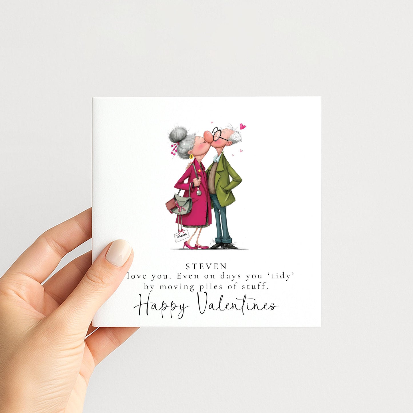 Funny Valentines Card Tidy Piles, Personalised Valentine Card for Him, Husband Boyfriend Partner Anniversary Card, Cute Old Couple Love Card