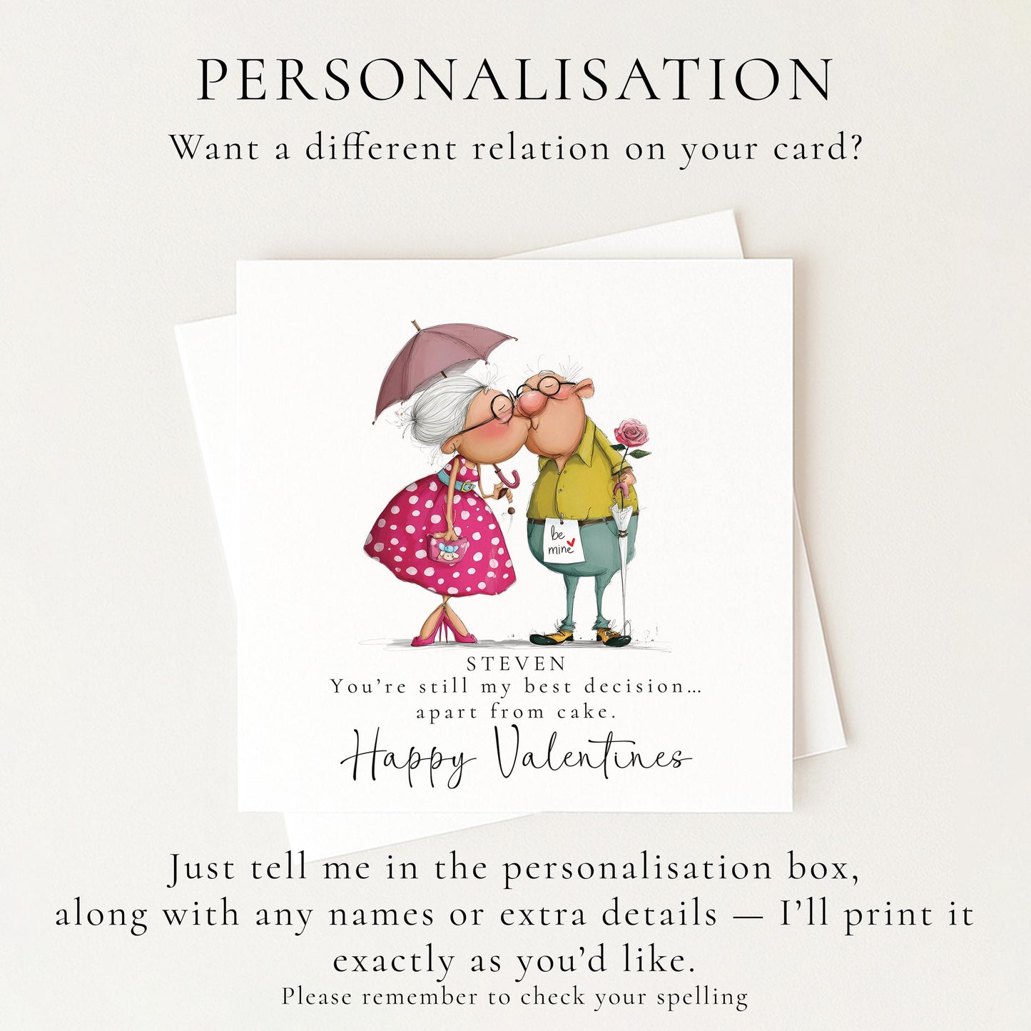 Funny Valentines Card Cake Decision, Personalised Valentine Card for Him, Husband Boyfriend Partner Anniversary Card, Cute Couple Love Card