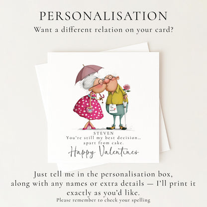 Funny Valentines Card Cake Decision, Personalised Valentine Card for Him, Husband Boyfriend Partner Anniversary Card, Cute Couple Love Card