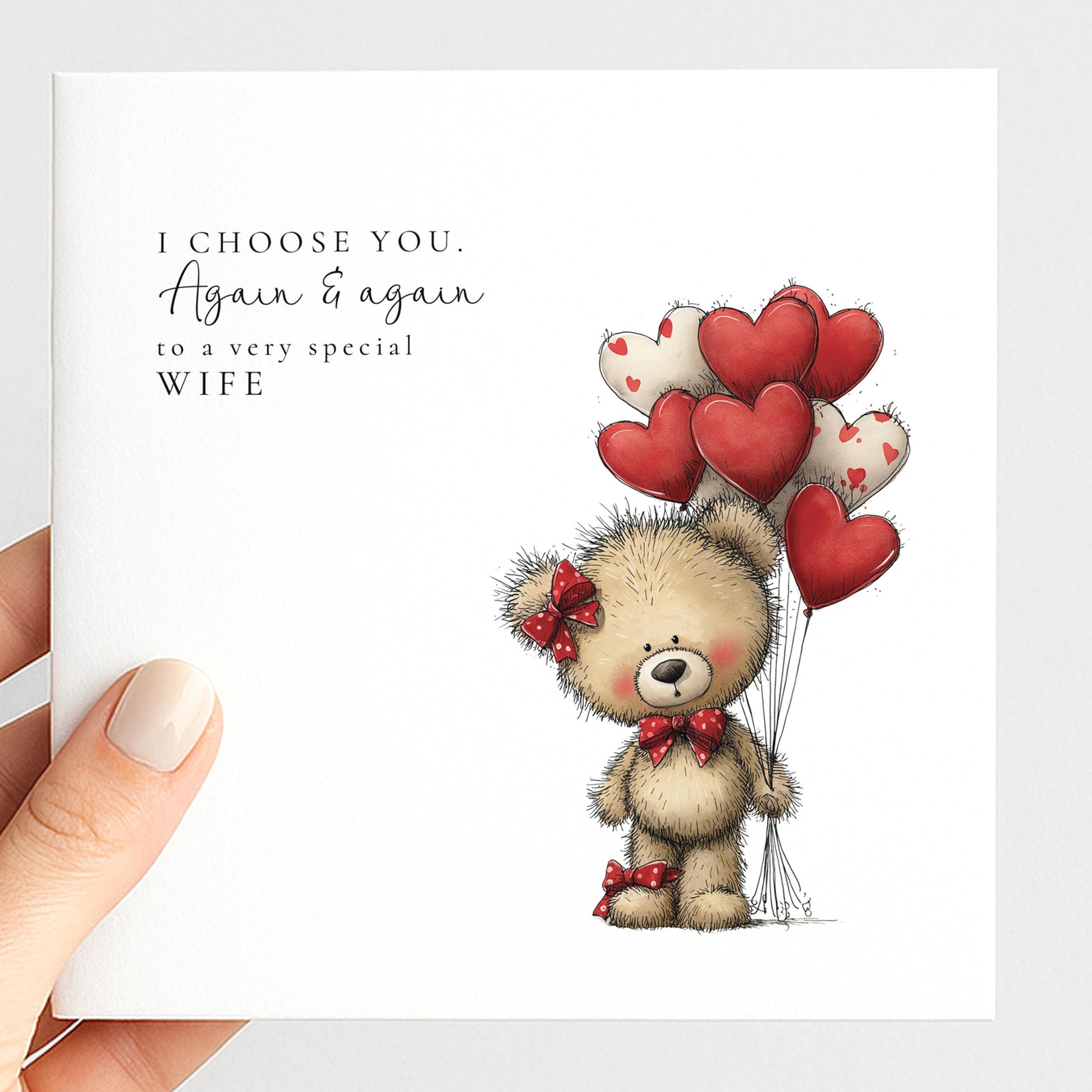 Wife Anniversary Card, I Choose You Again & Again, Romantic Personalised Card for Wife, Love Anniversary Card
