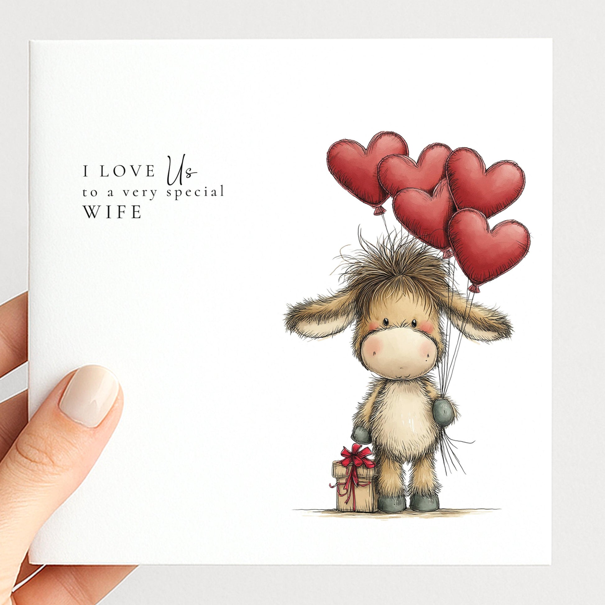 Wife Anniversary Card, I Love Us Card for Wife, Cute Donkey Love Card, Romantic Card from Husband