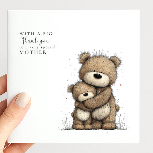Mother’s Day Card – Personalised Mum Card With Bear Illustration & Keepsake