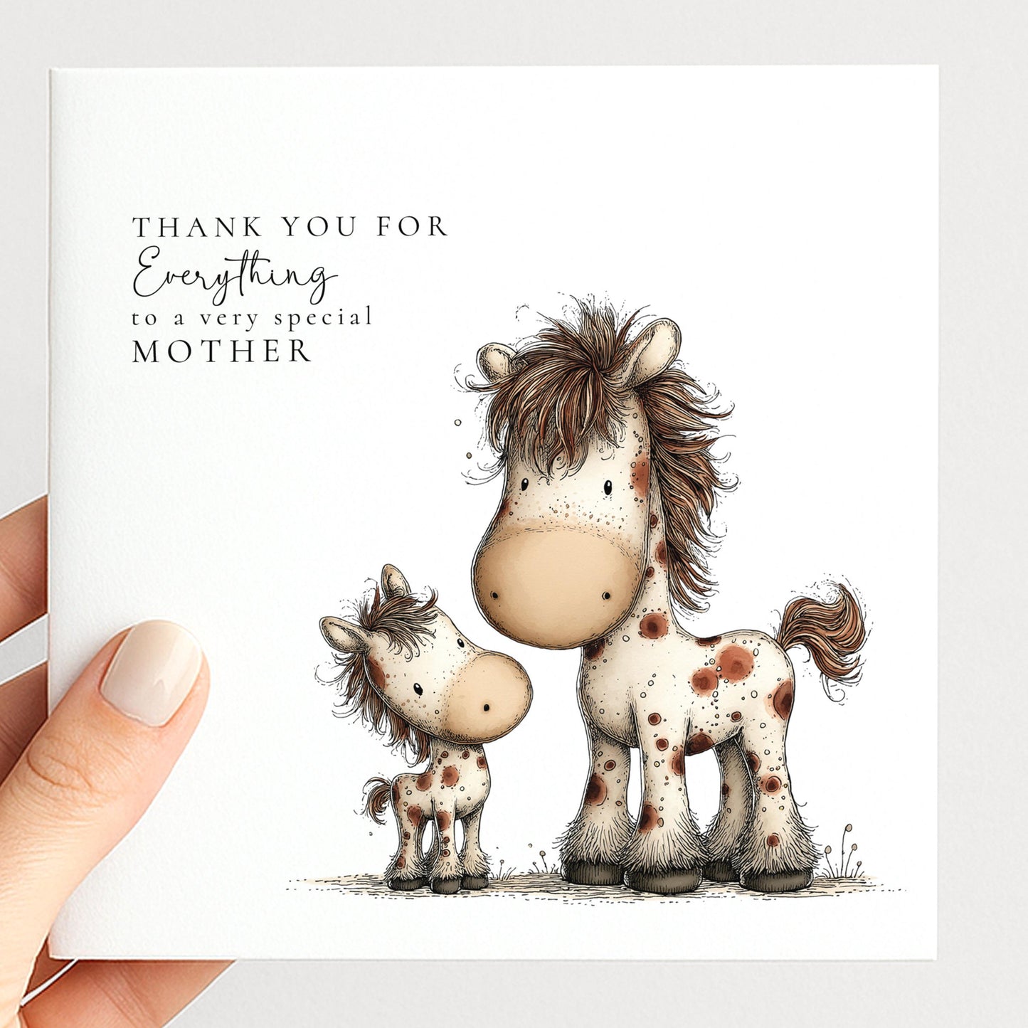 Mother’s Day Card – Personalised Thank You Mum Card With Horse Lover Gift