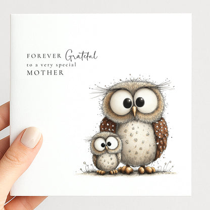 Mother’s Day Card - Personalised Owl & Baby Illustration | Sentimental Mum Gift