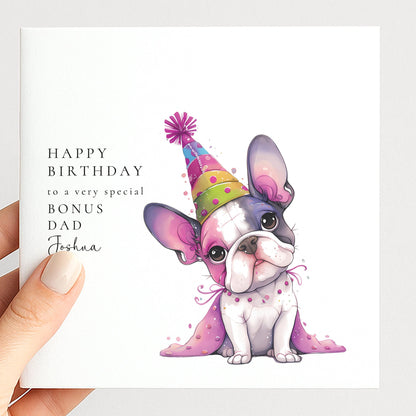Bonus Dad Birthday Card, Birthday Card for Bonus Dad, Cute Dog Birthday Card