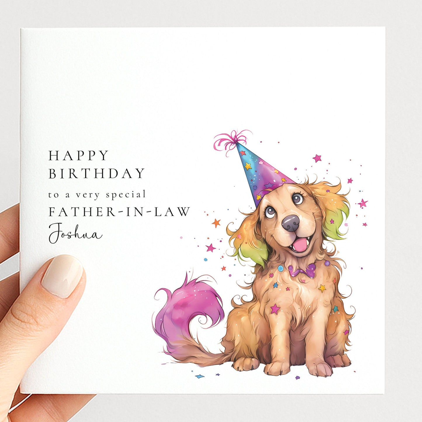 Father in Law Birthday Card, Birthday Card for Father in Law, Cute Dog Birthday Card