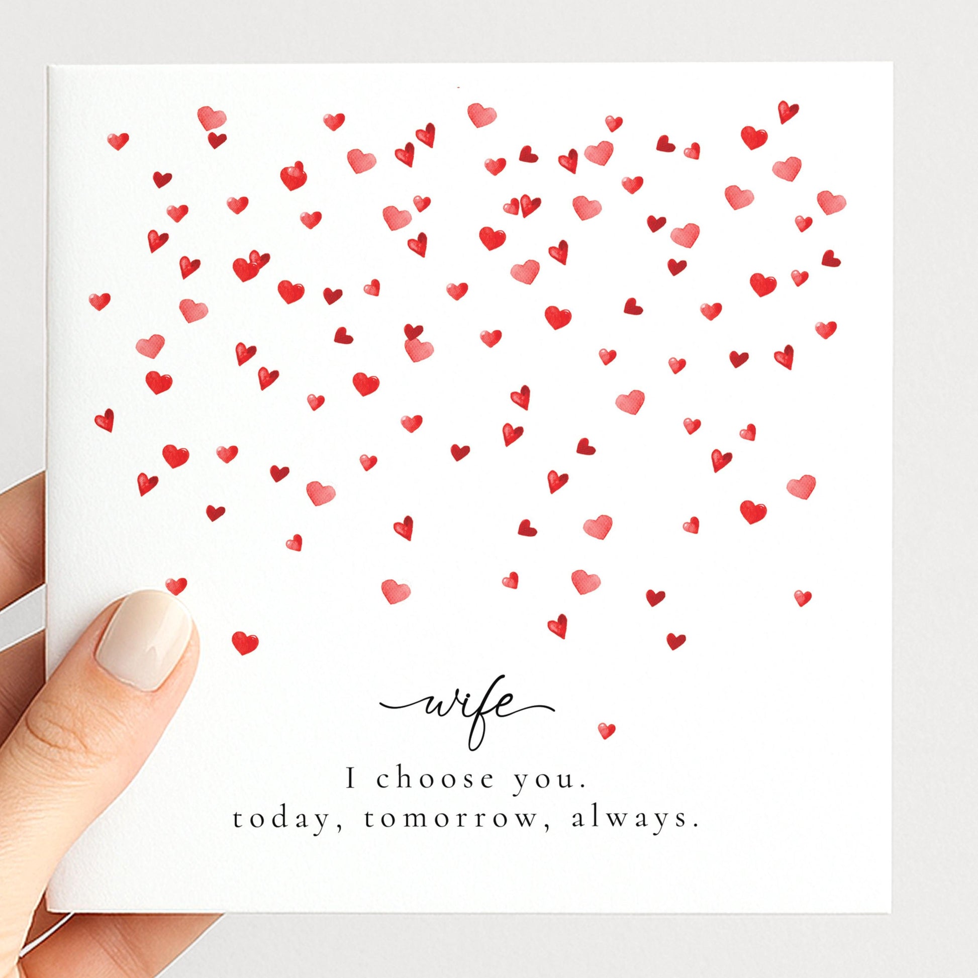 Valentines Wife Card, Minimal Valentine’s Day Card for Wife, Elegant Heart Design, I Choose You Romantic Wife Card