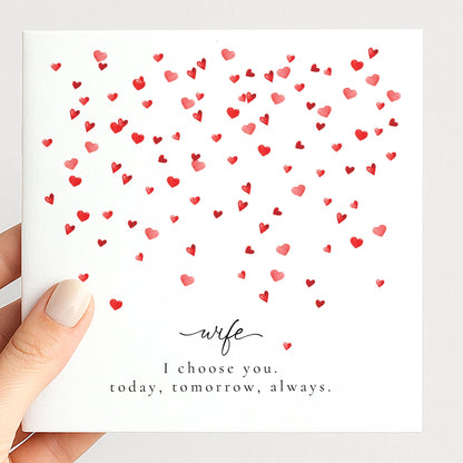 Valentines Wife Card, Minimal Valentine’s Day Card for Wife, Elegant Heart Design, I Choose You Romantic Wife Card